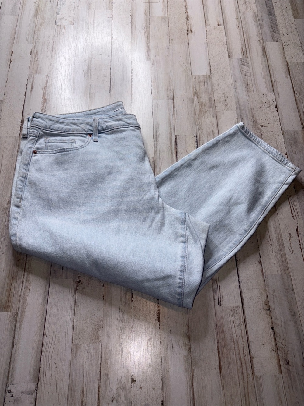 Old Navy Curvy OG Straight Ankle Jeans  22 Blue High Rise Stretch Light Denim